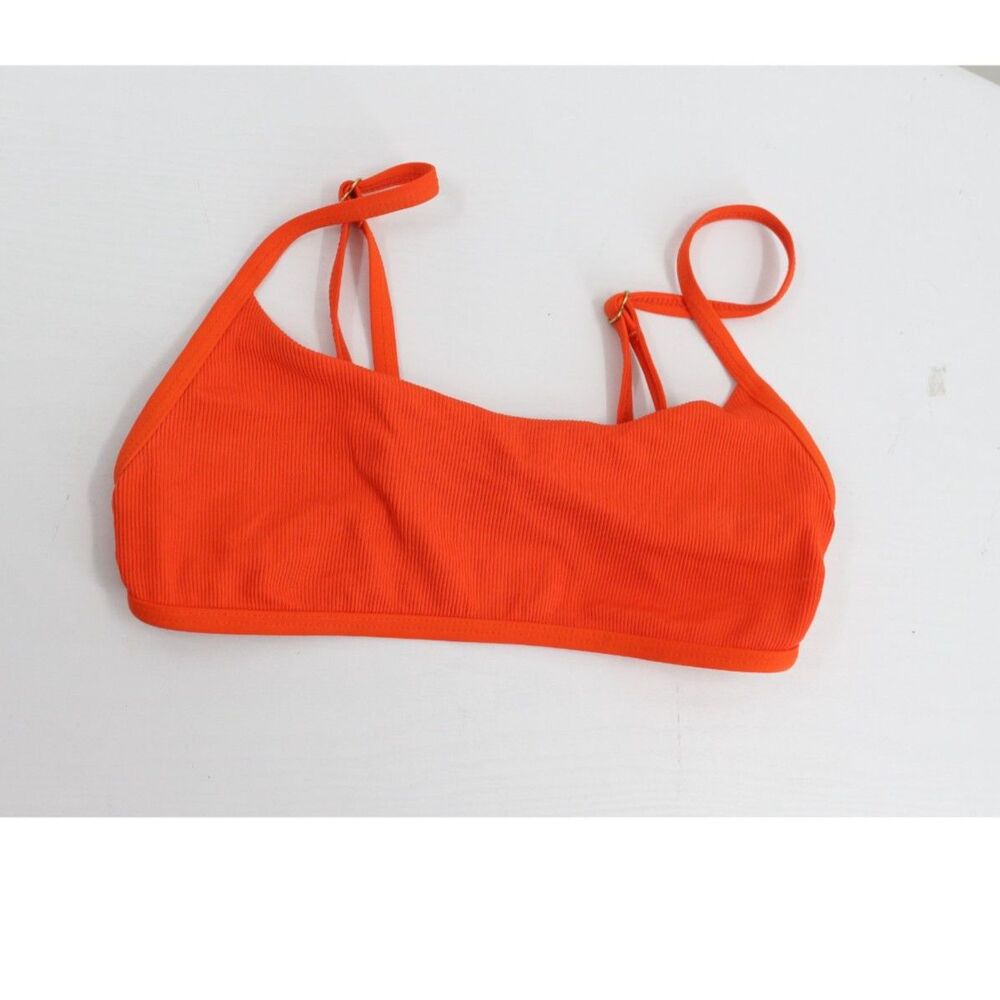 L*Space Womens Presley Bikini Top Ribbed Poppy Orange Size Medium Made in USA